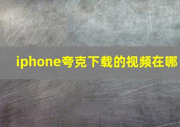 iphone夸克下载的视频在哪