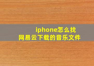 iphone怎么找网易云下载的音乐文件