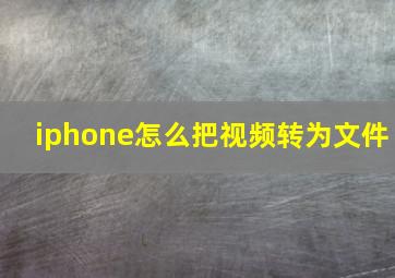 iphone怎么把视频转为文件