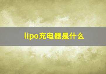 lipo充电器是什么