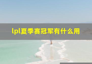 lpl夏季赛冠军有什么用