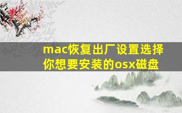 mac恢复出厂设置选择你想要安装的osx磁盘