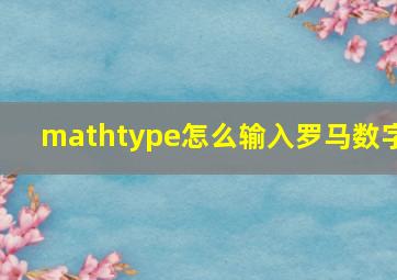 mathtype怎么输入罗马数字