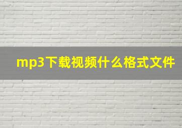 mp3下载视频什么格式文件