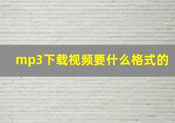 mp3下载视频要什么格式的