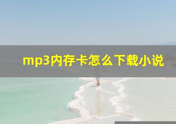 mp3内存卡怎么下载小说