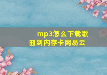 mp3怎么下载歌曲到内存卡网易云