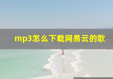 mp3怎么下载网易云的歌