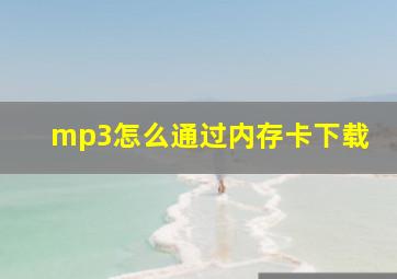 mp3怎么通过内存卡下载