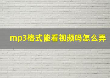 mp3格式能看视频吗怎么弄