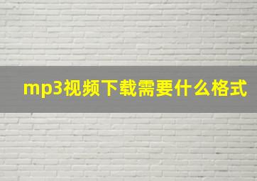 mp3视频下载需要什么格式