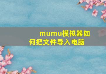 mumu模拟器如何把文件导入电脑