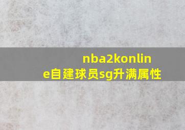 nba2konline自建球员sg升满属性