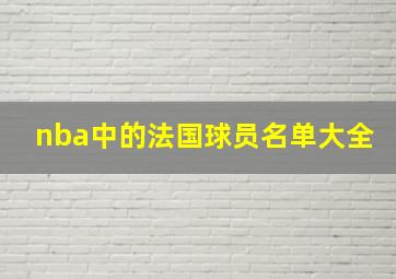 nba中的法国球员名单大全