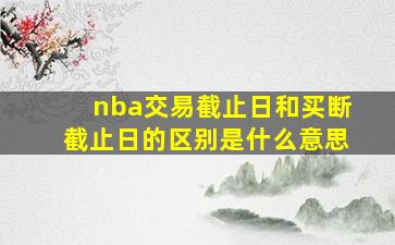 nba交易截止日和买断截止日的区别是什么意思