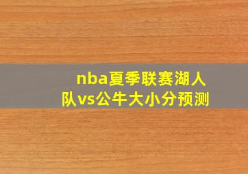 nba夏季联赛湖人队vs公牛大小分预测