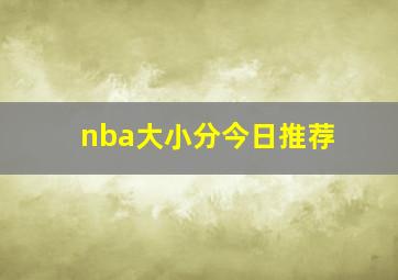 nba大小分今日推荐