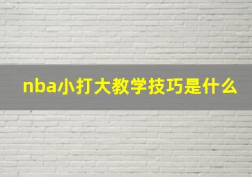 nba小打大教学技巧是什么