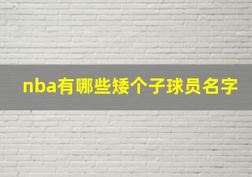 nba有哪些矮个子球员名字