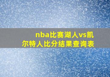 nba比赛湖人vs凯尔特人比分结果查询表