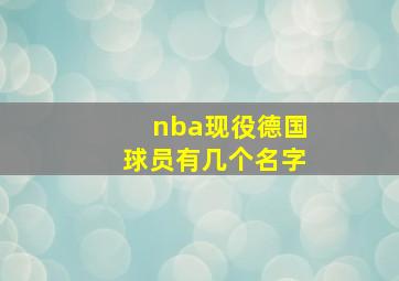 nba现役德国球员有几个名字