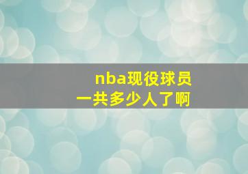 nba现役球员一共多少人了啊