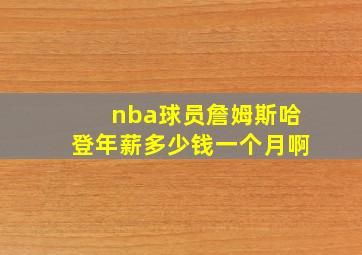 nba球员詹姆斯哈登年薪多少钱一个月啊