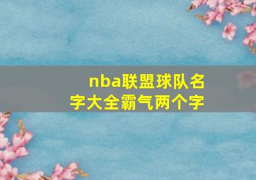 nba联盟球队名字大全霸气两个字