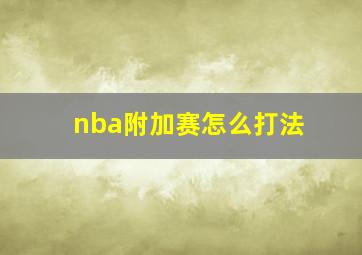 nba附加赛怎么打法