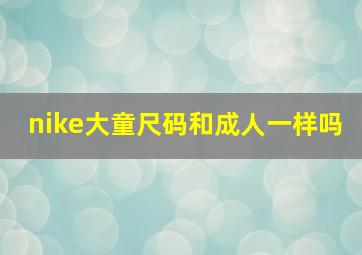 nike大童尺码和成人一样吗