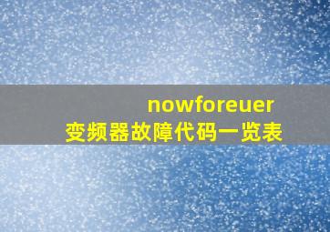 nowforeuer变频器故障代码一览表