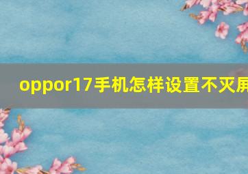 oppor17手机怎样设置不灭屏