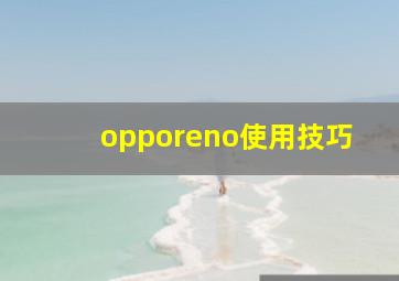 opporeno使用技巧