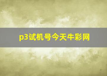 p3试机号今天牛彩网