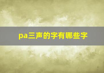 pa三声的字有哪些字