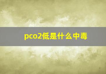 pco2低是什么中毒