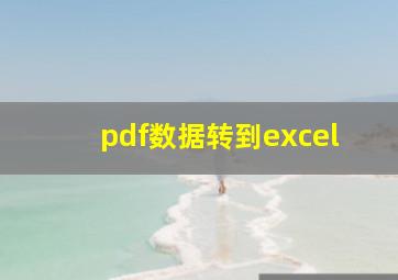 pdf数据转到excel