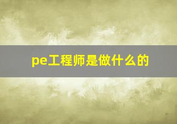 pe工程师是做什么的