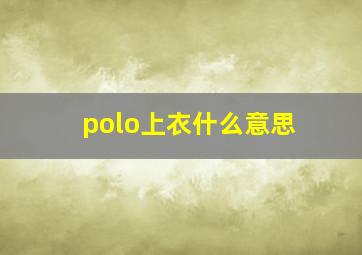 polo上衣什么意思