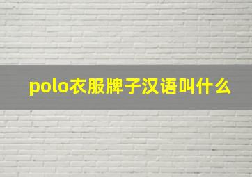 polo衣服牌子汉语叫什么