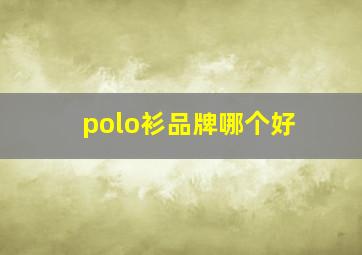 polo衫品牌哪个好