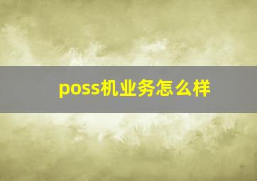 poss机业务怎么样