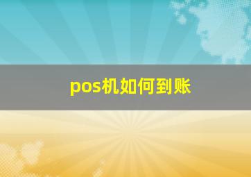 pos机如何到账