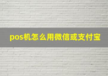 pos机怎么用微信或支付宝