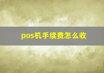 pos机手续费怎么收