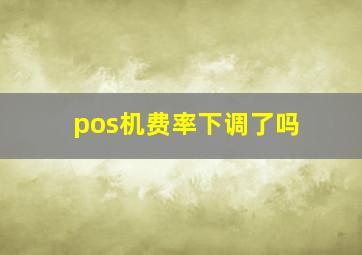 pos机费率下调了吗