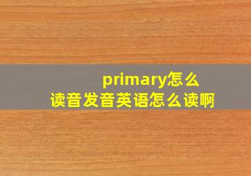 primary怎么读音发音英语怎么读啊