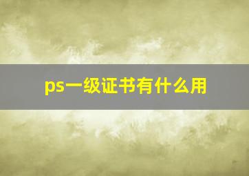 ps一级证书有什么用