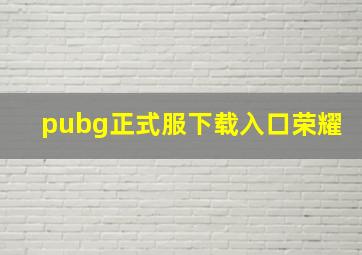 pubg正式服下载入口荣耀