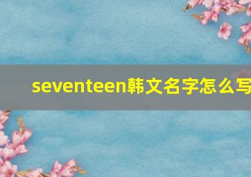 seventeen韩文名字怎么写